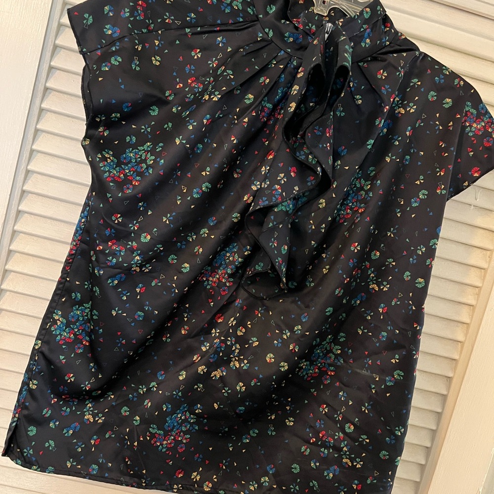 Floral Black Satin Blouse